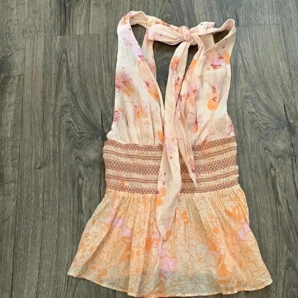 Free People Women's Brinkley Smocked Tank Orange Size XS - Picture 5 of 8